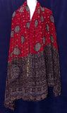 Long red and black bandhi zari woven scarf or wrap 2-1/4 yds