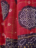 Long red and black bandhi zari woven scarf or wrap 2-1/4 yds