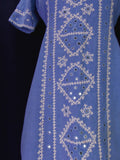 Blue linen embroidered kurti