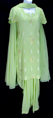 Pale green embr salwar kameez