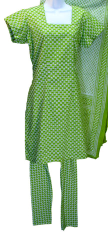 Green blockprint churidar kameez (XL)