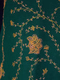 Deep green hand-embroidered cotts wool salwar kameez (L)