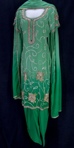 Jade embroidered georgette salwar kameez