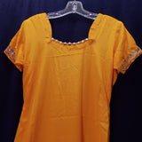 Stunning orange crepe salwar kameez with shaded dupatta (M)