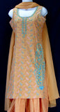 Peach cotton patiala embr salwar kameez (S)