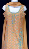 Peach cotton patiala embr salwar kameez (S)