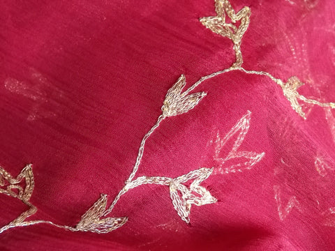 Red georgette zari embroidered dupatta