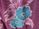 Smoky plum and turquoise embroidered dupatta