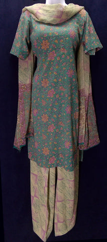 Dusty Teal French Crepe Salwar Kameez (M)