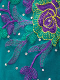 Teal-green georgette embroidered dupatta 2-1/2 yds