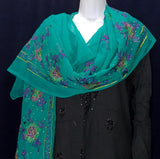 Teal-green georgette embroidered dupatta 2-1/2 yds