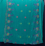 Teal-green georgette embroidered dupatta 2-1/2 yds