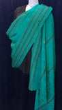 Teal jacquard embroidered 2-1/2 yard shawl or wrap