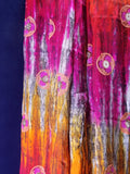 Vibrant red and orange tie-dye embroidered scarf or wrap