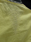 Yellow cotton chikankari long kurta tunic M