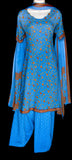 Turquoise jute salwar kameez (XL)